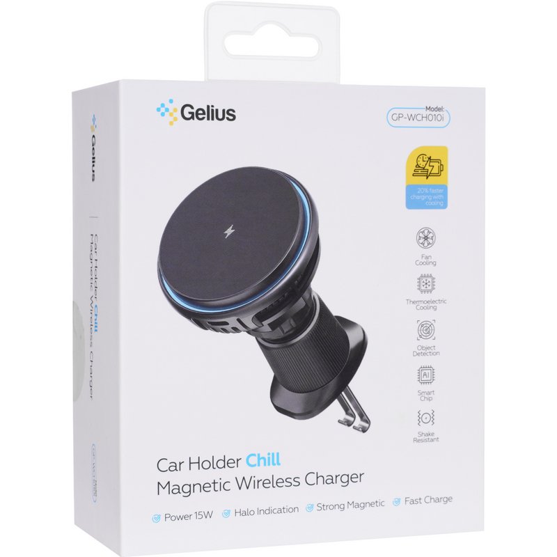 Зовнішній вигляд Автоутримувач GELIUS Chill GP-WCH010i Magnetic Wireless Charging 15W with cooling (00000098752)