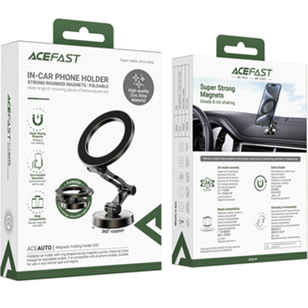 Автодержатель ACEFAST D20 Metal Gray (6974316282822) Тип держатель (магнит)