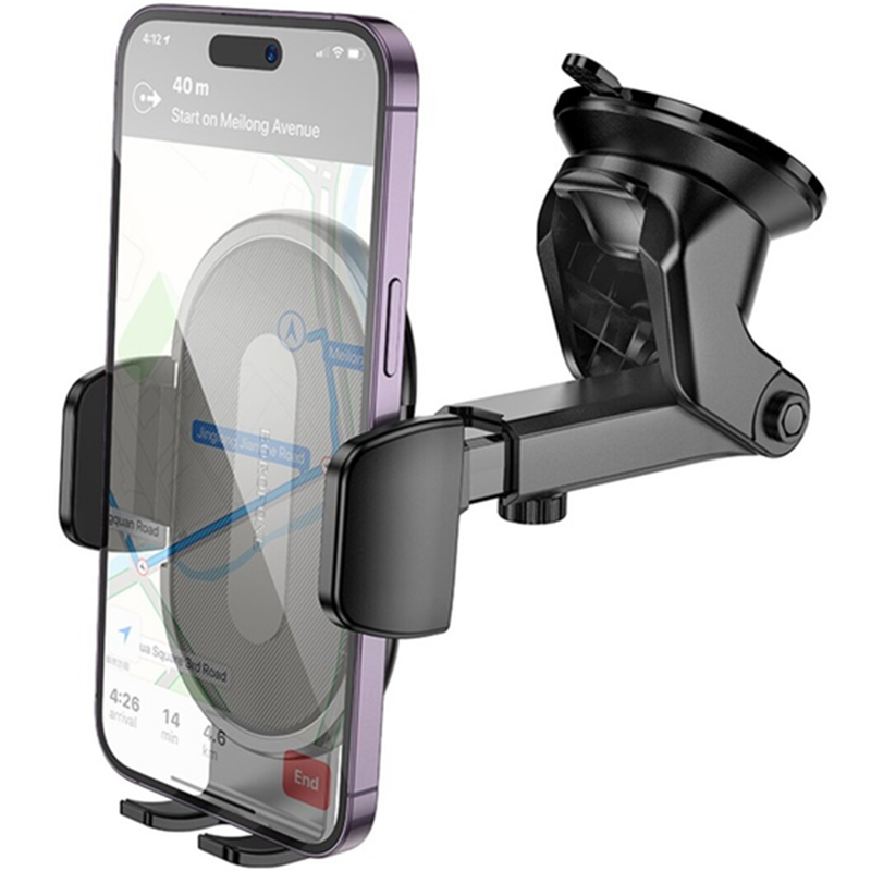 Тримач BOROFONE BH134 Rio push-type car holder Black (6941991120671) Мінімальна ширина зажиму, мм 55