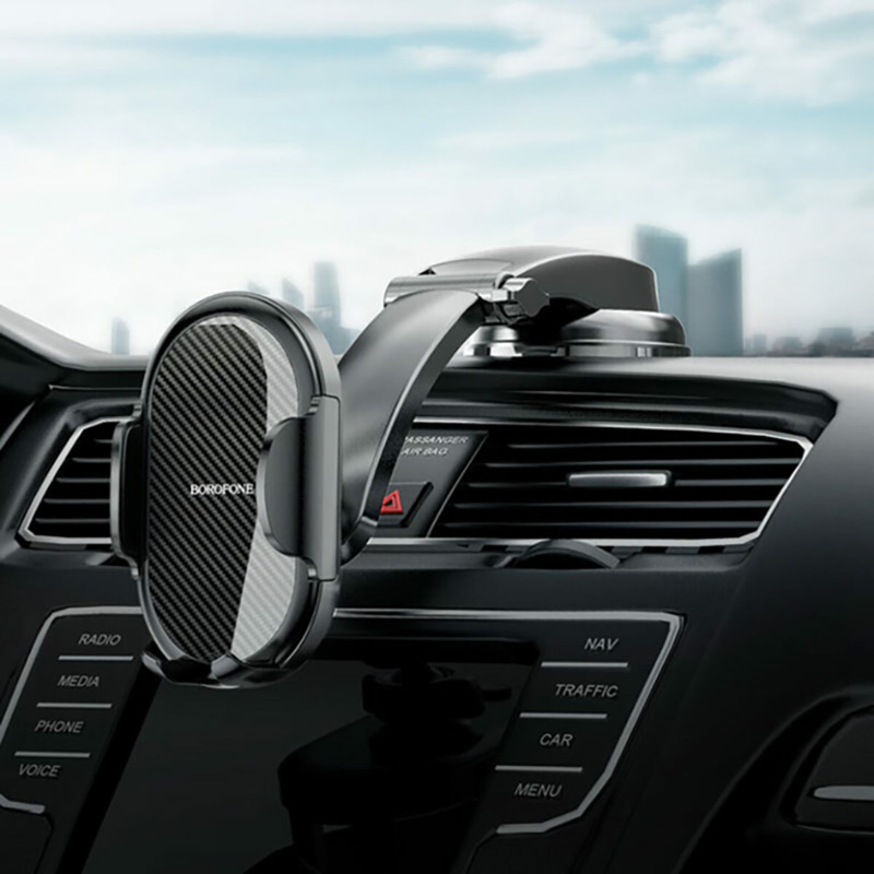 Фото Тримач BOROFONE Charm press type center console car holder Black (BH73)