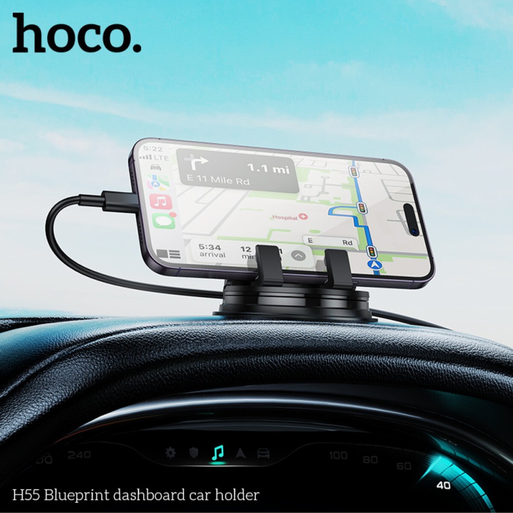Замовити Автоутримувач HOCO H55 Blueprint Black/Gray (6942007634090)