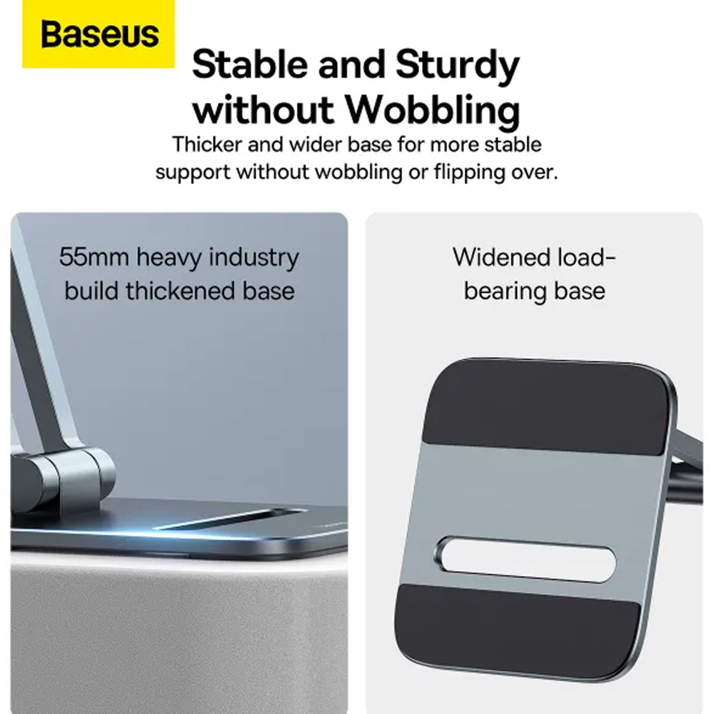 Зовнішній вигляд Підставка-тримач BASEUS Desktop Biaxial Foldable Metal Stand Grey (LUSZ000013)