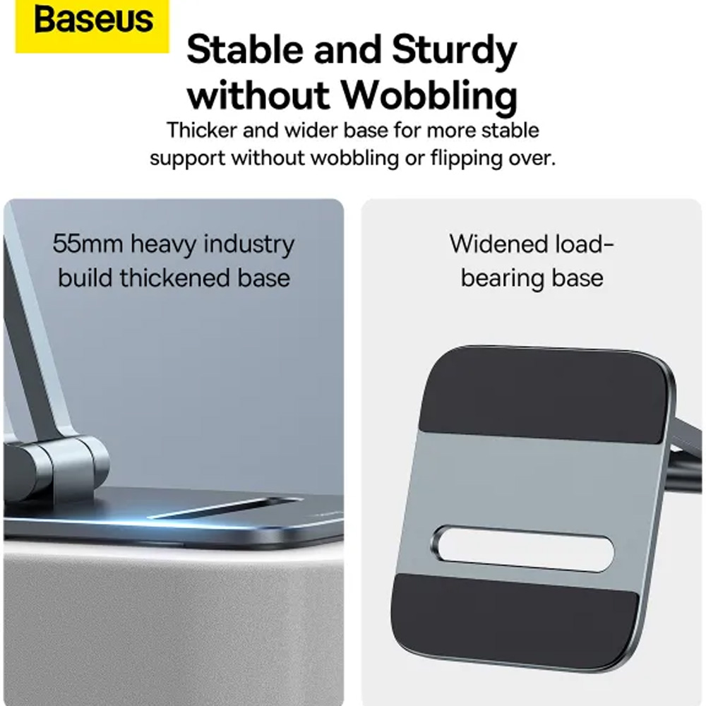 Фото Підставка тримач BASEUS Desktop Biaxial Foldable Metal Stand Grey (LUSZ000113)