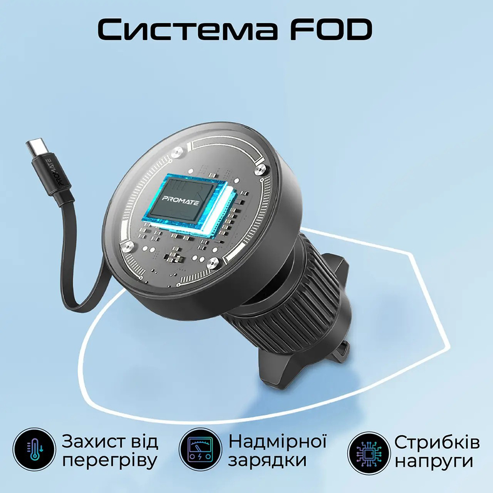 Автомобильный держатель PROMATE MagSafe Black (magdrive-r) Крепление универсальное (стекло/торпедо)