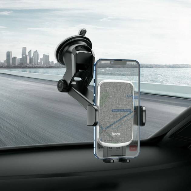 Фото Автодержатель HOCO CA95 Polaris push-type telescopic suction cup car holder Black (6931474758514)