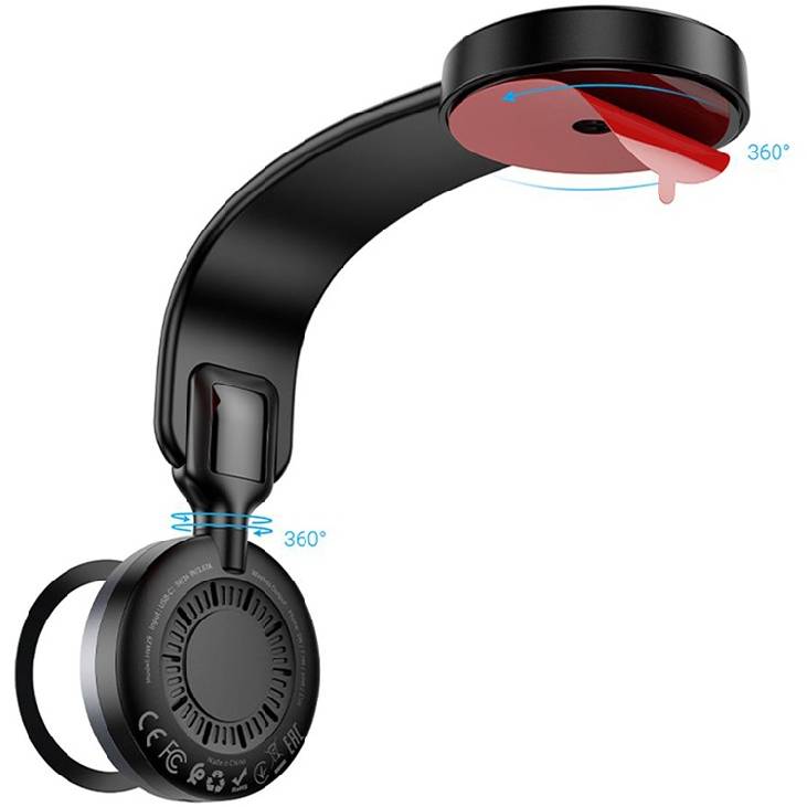 Автотримач HOCO HW29 Totem ring magnetic wireless FC (center console) Black Metal Gray (6942007642163) Тип тримач (присоска/скотч)