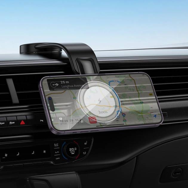 Фото Автотримач HOCO HW29 Totem ring magnetic wireless FC (center console) Black Metal Gray (6942007642163)