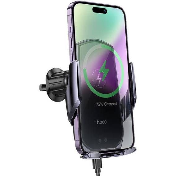 Автоутримувач HOCO CA202 Plus Enlightener infrared ind. wireless (air outlet) Black metal gray (6942007623469) Кріплення на дефлектор