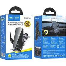Автоутримувач HOCO CA202 Plus Enlightener infrared ind. wireless (air outlet) Black metal gray (6942007623469)