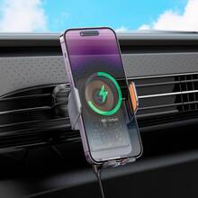 Автодержатель HOCO HW7 Transp.Discovery Edition wireless fast charging (air outlet) Metal Gray (6942007608145)