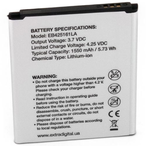 Аккумулятор EXTRADIGITAL для Samsung GT-i8160 Galaxy Ace 2 1550 mAh (BMS6301) Емкость 1550