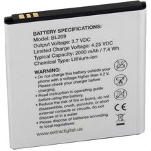 Акумулятор EXTRADIGITAL для Lenovo BL209 2000 mAh (BML6372)