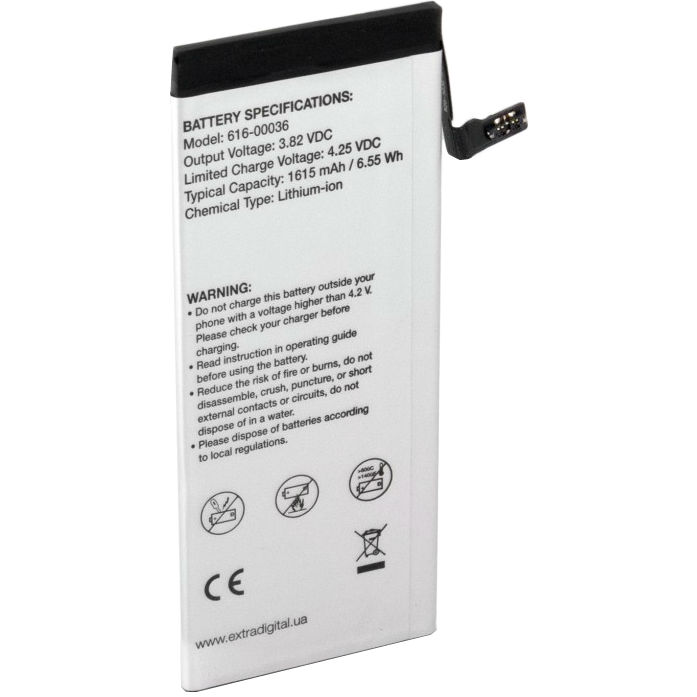 Акумулятор EXTRADIGITAL для Apple iPhone 6s 1615 mAh (BMA6406) Ємність 1615