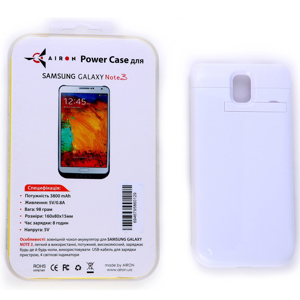 Чехол-аккумулятор AIRON Power Case для Samsung Galaxy Note 3 White  (6946795860129) - в интернет-магазине Фокстрот: цены, отзывы,  характеристики | купить в Киеве, Харькове, Днепропетровске, Одессе - Украина