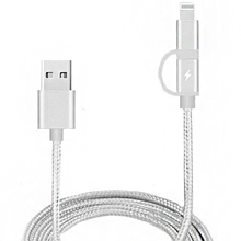 Кабель JELLICO GS-15 2 в 1 (micro-USB/Lightning) 1 м 3A Silver (RL053403)