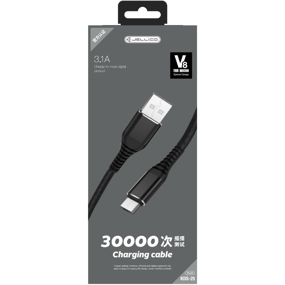 Кабель JELLICO KDS-25 microUSB 1 m 3A Black (RL053393) Тип USB - micro-USB