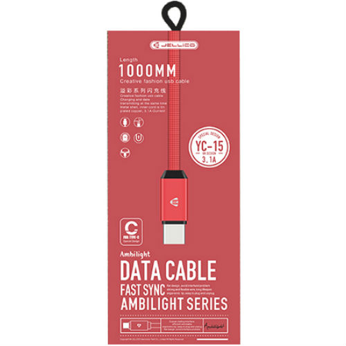 Кабель JELLICO YC-15 Lightning 1 м 3.1 А Red (RL049230) Тип USB - Lightning