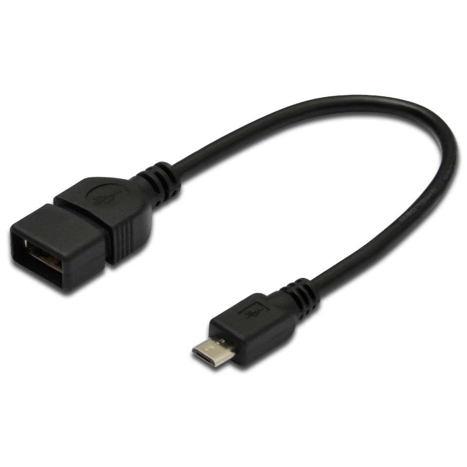 Кабель DIGITUS USB 2.0 (AF/microB) OTG 0.2 m black