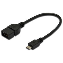 Кабель DIGITUS USB 2.0 (AF/microB) OTG 0.2m black