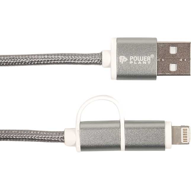 

Кабель POWERPLANT Quick Charge USB 2.0 AM – Lightning/Micro 2м grey (CA910496), Quick Charge USB 2.0 AM – Lightning/Micro 2мgrey