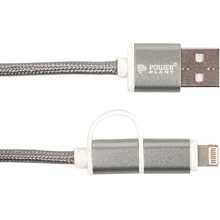 Кабель POWERPLANT Quick Charge USB 2.0 AM – Lightning/Micro 2м grey (CA910496)