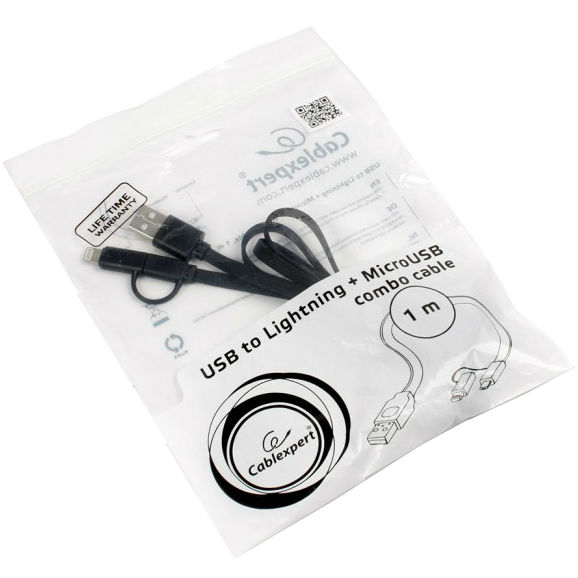 Кабель CABLEXPERT CC-USB2-AMLM2-1M Тип USB - micro-USB/Lightning