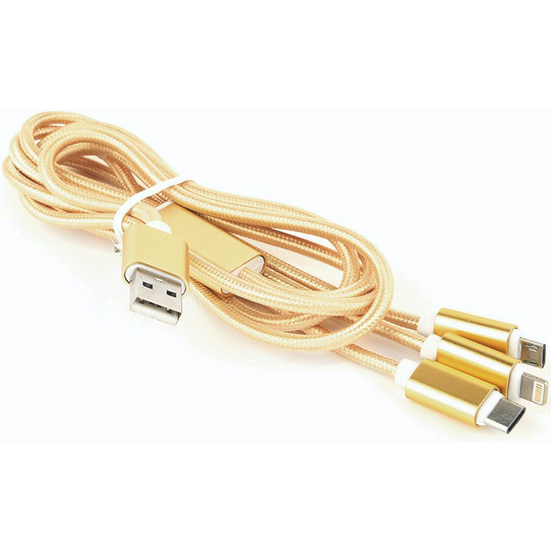 Кабель CABLEXPERT USB - Apple Lightning/MicroUSB/USB Type-C, 1 м (CC-USB2-AM31-1M-G) Тип USB – Lightning/micro-USB/USB Type-C