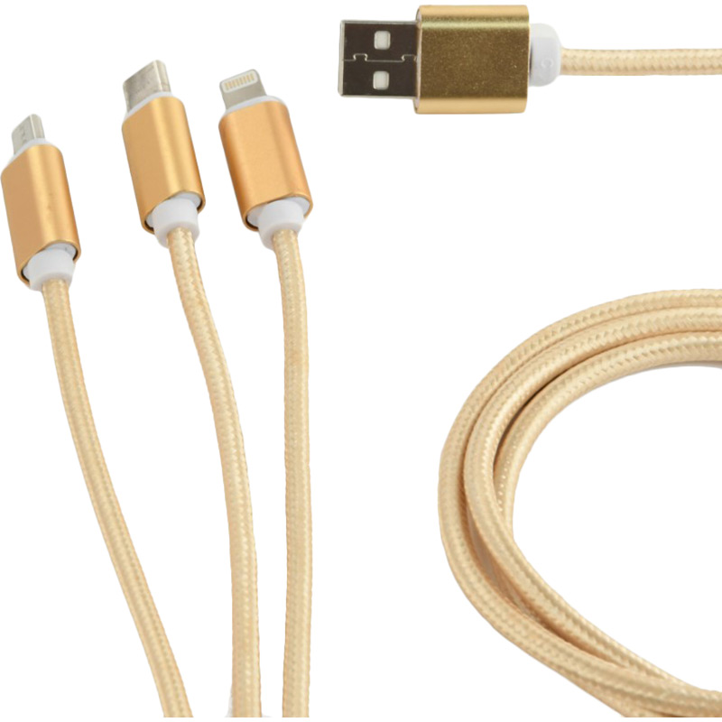 Кабель CABLEXPERT USB - Apple Lightning/MicroUSB/USB Type-C, 1 м (CC-USB2-AM31-1M-G) Длина 1