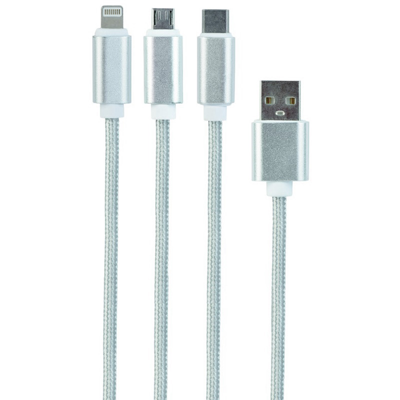 Кабель CABLEXPERT USB - Apple Lightning/MicroUSB/USB Type-C, 1 м (CC-USB2-AM31-1M-S)