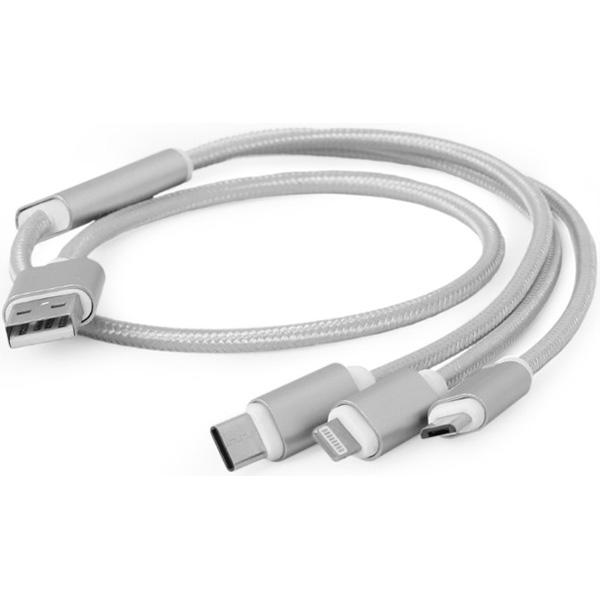 Кабель CABLEXPERT USB - Apple Lightning/MicroUSB/USB Type-C, 1 м (CC-USB2-AM31-1M-S) Довжина 1