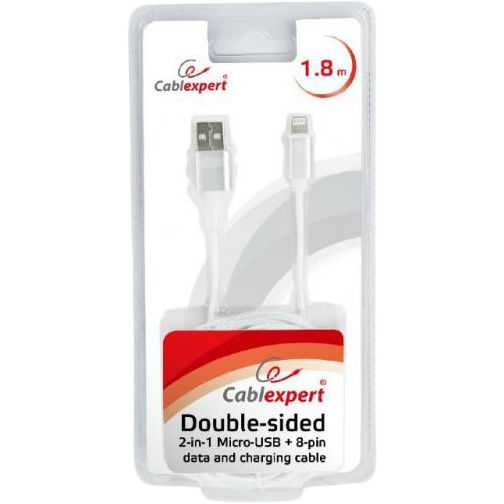 Кабель CABLEXPERT USB 2.0/Lightning+microUSB, 1.8 м (CCB-USB2AM-mU8P-6) Тип USB - micro-USB/Lightning