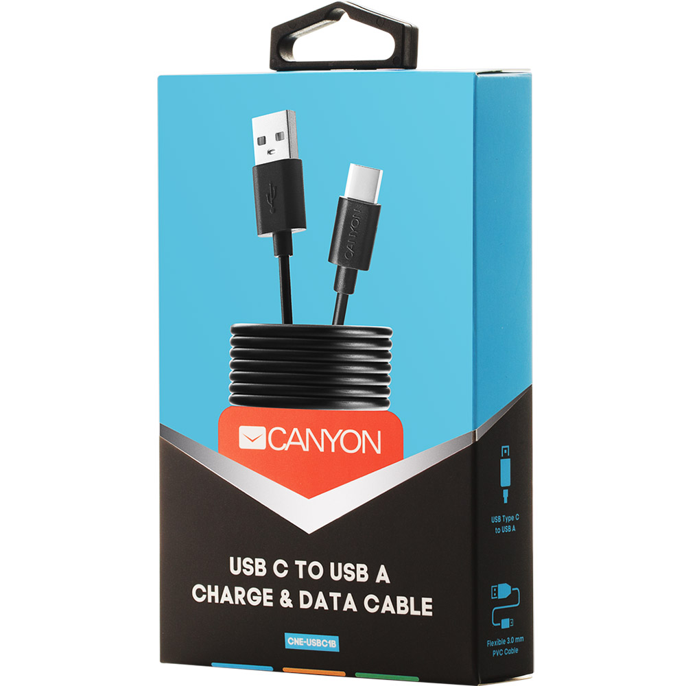 Кабель CANYON Type C - USB 2.0 Black (CNE-USBC1B) Тип USB - USB Type-С