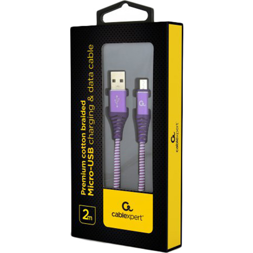 Кабель CABLEXPERT USB 2.0 Тип A и Micro-USB 2.0 Тип B 2 м (CC-USB2B-AMmBM-2M-PW) Тип USB - micro-USB