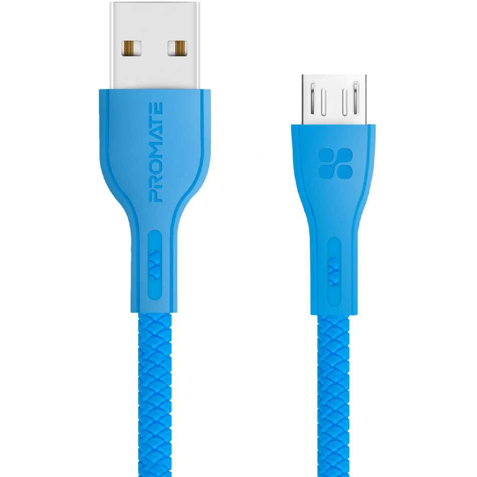 

Кабель Promate PowerBeam-M USB - micro-USB 1.2 м Blue (powerbeam-m.blue), powerbeam-m Blue