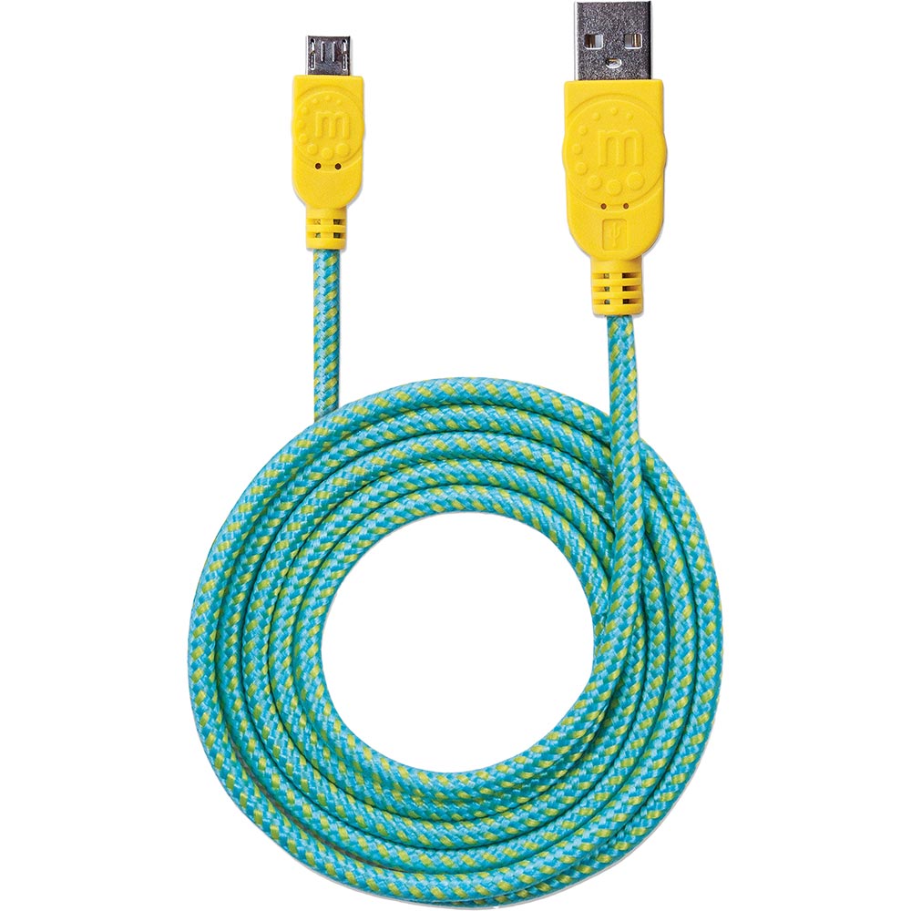 Кабель INTRACOM USB 2.0 AM-micro BM, 1.8 м, Manhattan Teal/Yellow (352703) Тип USB - micro-USB