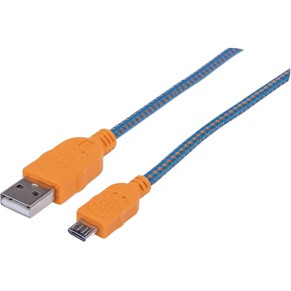 Кабель INTRACOM USB 2.0 AM-micro BM, 1.8 м, Manhattan Blue/Orange (352727)