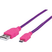 Кабель INTRACOM USB 2.0 AM-micro BM, 1.8 м, Manhattan Purple/Pink (352741)