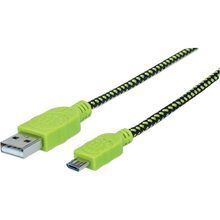 Кабель INTRACOM USB 2.0 AM-micro BM, 1.8 м, Manhattan Black/Green (352765)