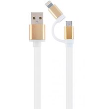 Кабель CABLEXPERT USB - Lightning/Micro-USB 1 м White (CC-USB2-AM8PmB-1M-GD)