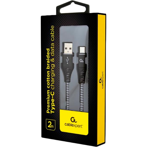 Кабель CABLEXPERT USB - USB Type-C 2.0 м, Black (USB2B-AMCM-2M-BW) Тип USB - USB Type-С