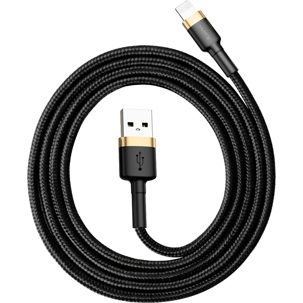 Кабель Baseus Cafule USB - Lightning 2.4 A 1м Black/Gold (CALKLF-BV1)