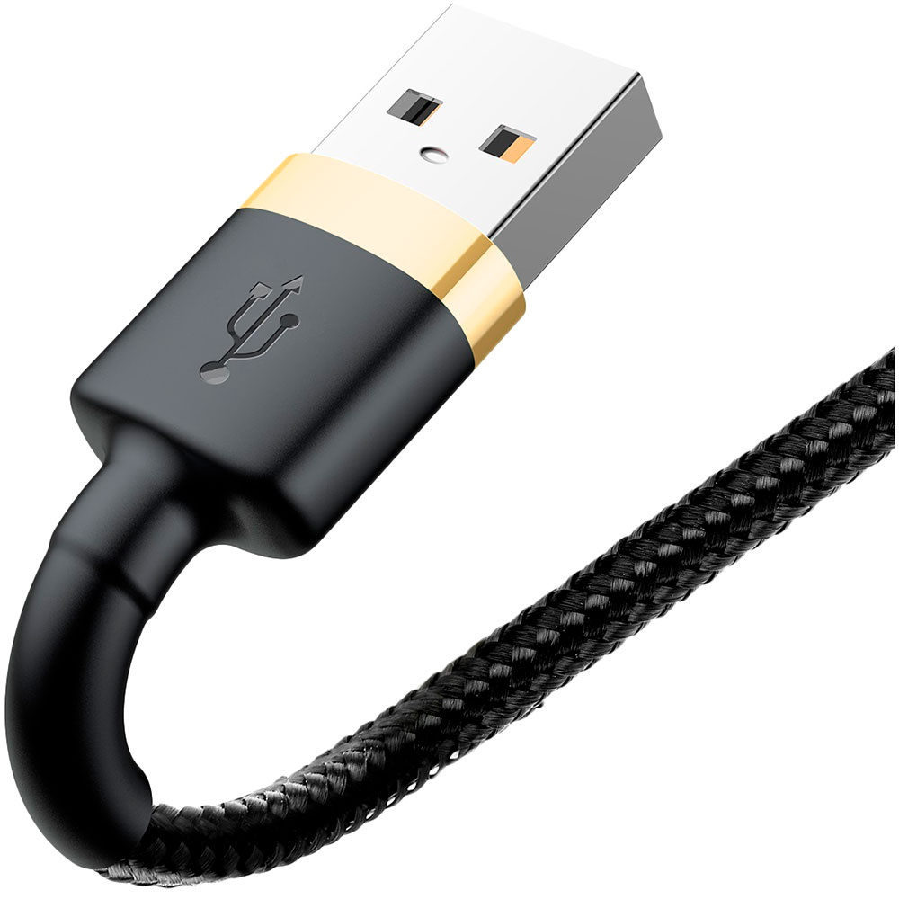 Кабель Baseus Cafule USB - Lightning 2.4 A 1м Black/Gold (CALKLF-BV1) Підсвітка False