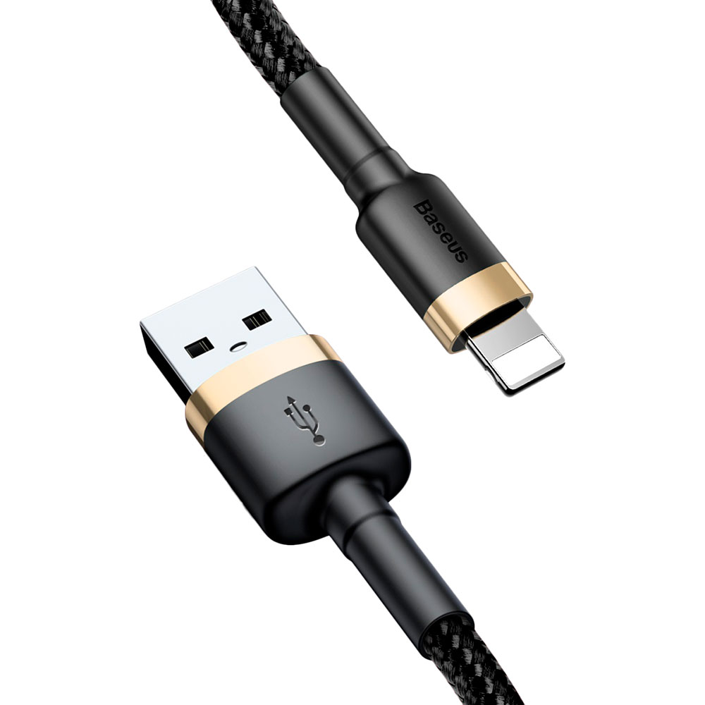 Фото 4 Кабель Baseus Cafule USB - Lightning 2.4A 1м Black/Gold (CALKLF-BV1)