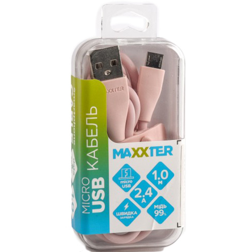 Кабель MAXXTER UB-M-USB-01GP 1 м Pink Підсвітка False