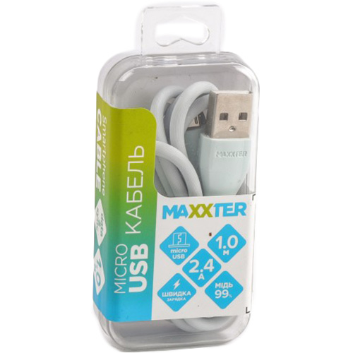 Кабель MAXXTER UB-M-USB-01MG 1 м Grey Підсвітка False