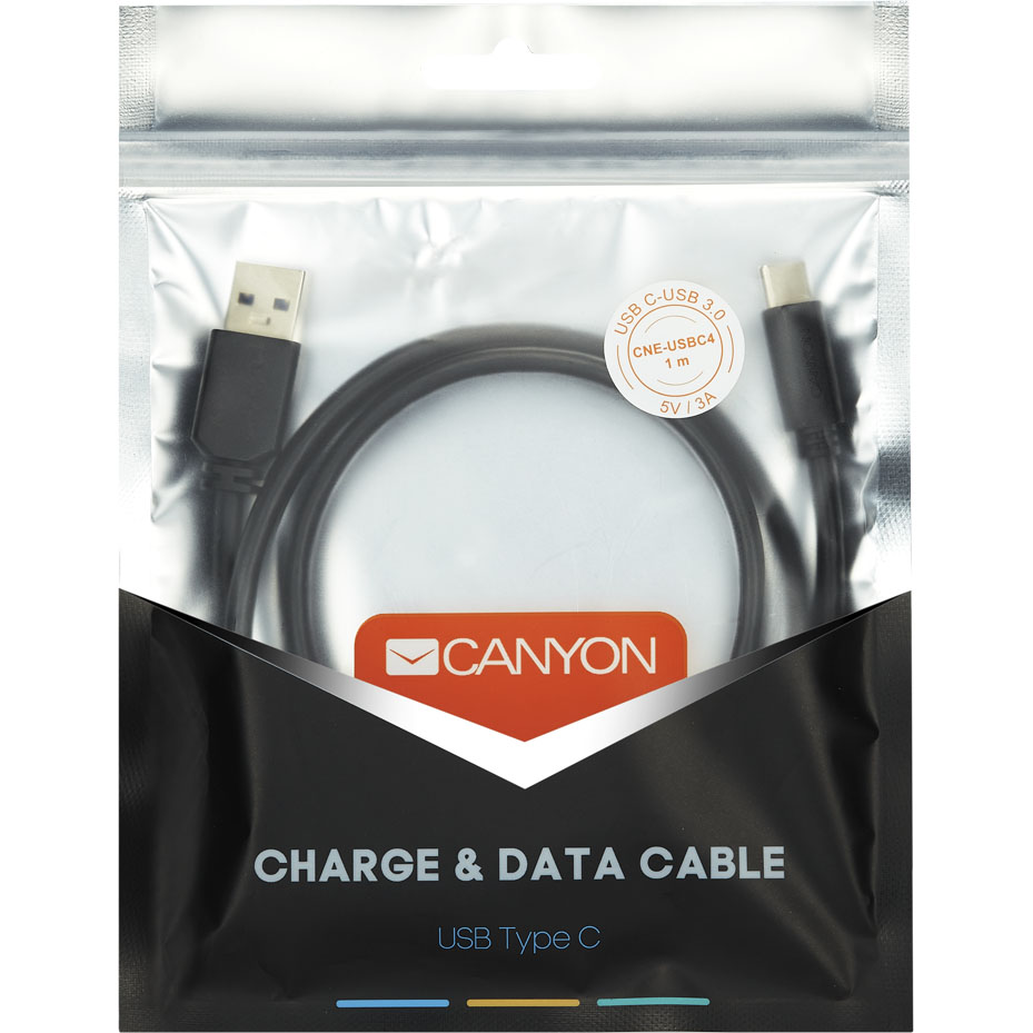 Кабель CANYON USB Type C - USB (CNE-USBC2B) Кабель CANYON USB Type C - USB (CNE-USBC2B) Довжина 1.8