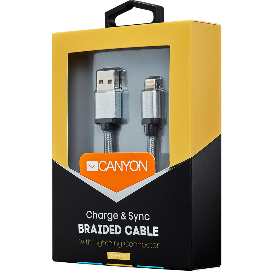 Кабель CANYON USB - Lightning (CNS-MFIC3DG) Длина 0.96