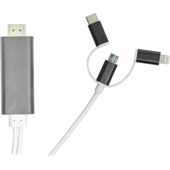 Кабель POWERPLANT HDMI - Lightning/Type-C/microUSB 1 м (CA911912) Тип HDMI - Lightning/micro-USB/USB Type-C