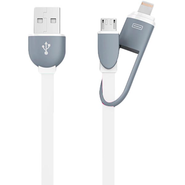 Кабель XoKo USB - Lightning/Micro-USB 25 см White (SC-201-WH)