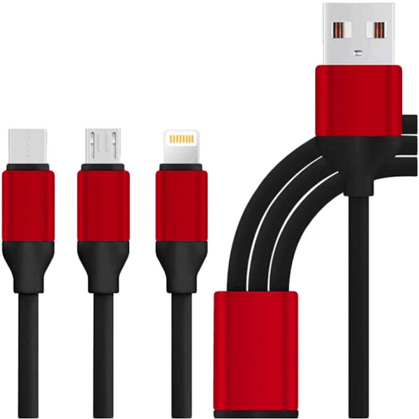 Кабель XoKo USB - Lightning/Micro-USB/USB Type-C 1.20 м Black (SC-320-BK)